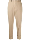 Peserico Plain Cropped Trousers In Neutrals
