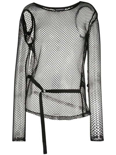 Ann Demeulemeester Long-sleeve Mesh Top In Black