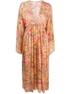 Anjuna Floral Flared Long-sleeve Dress In Pink