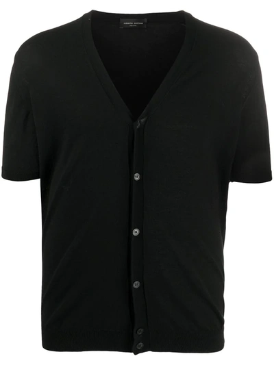 Roberto Collina Short Sleeved Cotton Cardigan In Black