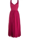 Alexander Mcqueen Long Pleated Skirt Dress In Pink