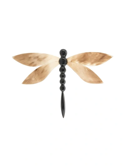 Josie Natori Dragonfly Enamel Brooch In Black