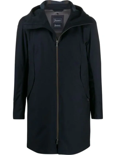 Herno Laminated Hooded Parka In 9201 Blue