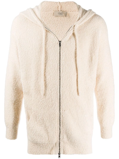 Maison Flaneur Shearling Zipped Hoodie In Neutrals