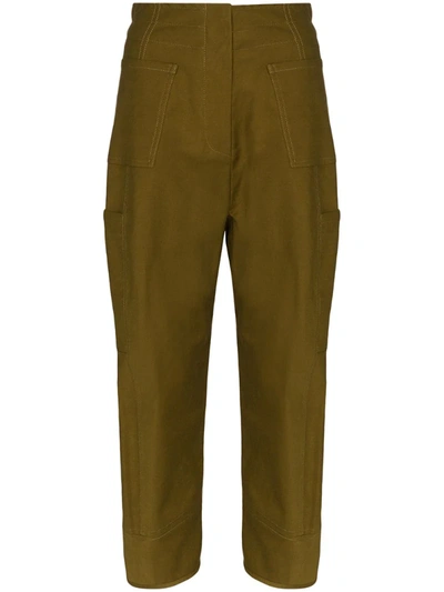 Lvir High Waist Wide Leg Cargo Trousers In Green