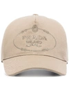 Prada Logo-embroidered Baseball Cap In Neutrals