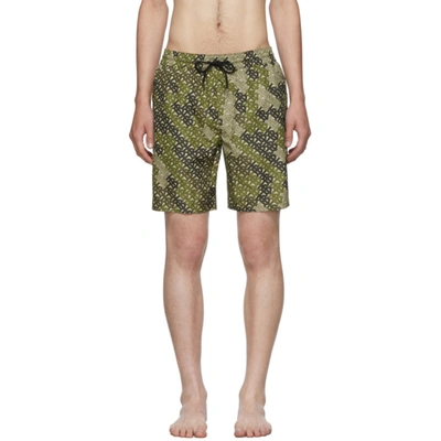 Burberry Monogram Print Drawcord Swim Shorts In Green