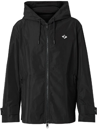 Burberry Logo Graphic Shape-memory Taffeta Hooded Jacket In Black