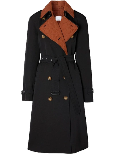 Burberry Wool Gabardine Trench Coat With Detachable Warmer In Black