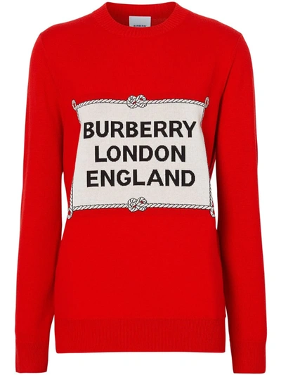 Burberry Rigging Intarsia Merino Wool Sweater In Red