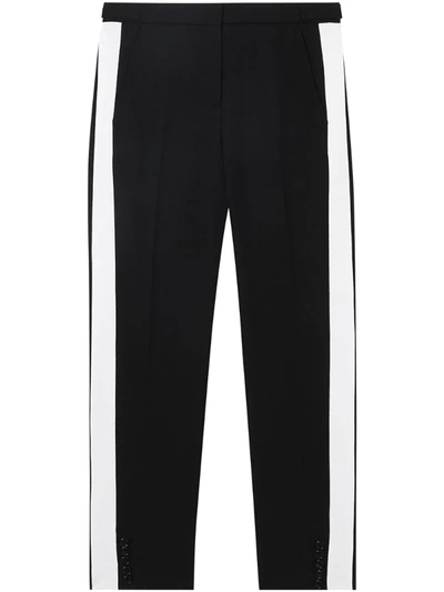 Burberry Side Stripe Wool Tailored Trousers In Black