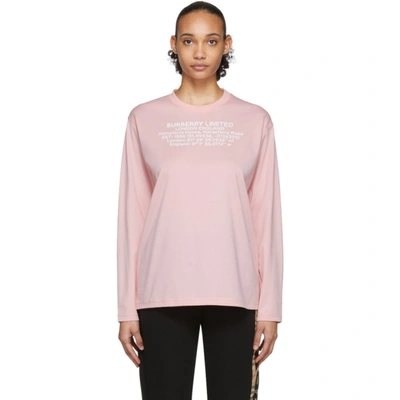 Burberry Long-sleeve Location Print Cotton Oversized Top In Candypink