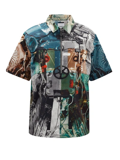 Burberry Short-sleeve Submarine Print Cotton Shirt In Multicolor