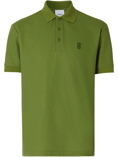 Burberry Monogram Motif Cotton Pique Polo Shirt In Green