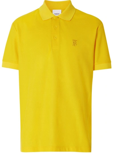 Burberry Monogram Motif Cotton Pique Polo Shirt In Yellow