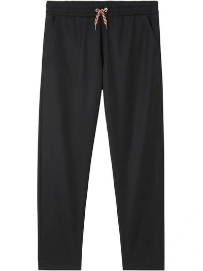 Burberry Icon Stripe Detail Wool Mohair Trackpants In Black