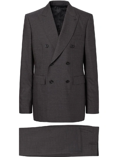 Burberry Classic Fit Windowpane Check Wool Silk Suit In Grey