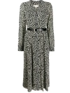 Michael Michael Kors Leopard Georgette Shirtdress In Black