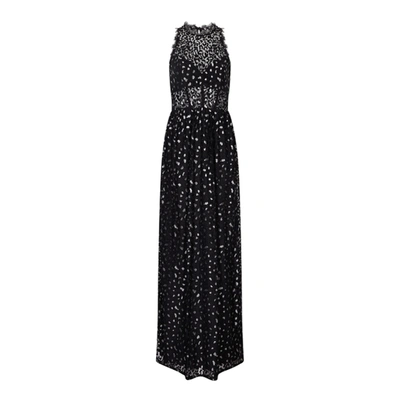 Aidan Mattox Illusion Lace Dress In Black Silver