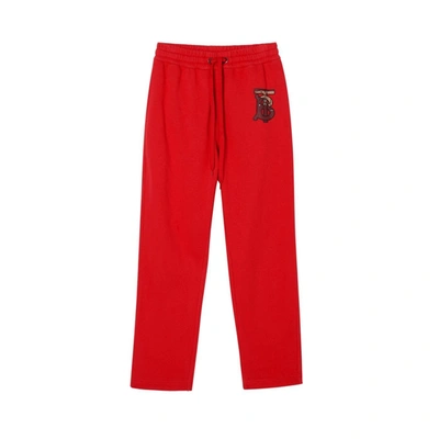 Burberry Monogram Motif Cotton Trackpants In Red
