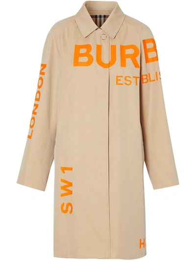 Burberry Horseferry Print Gabardine Car Coat In Neutrals