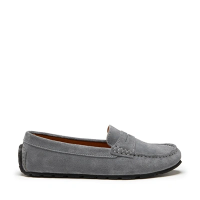 Hugs & Co Womens Tyre Sole Penny Loafers Slate Grey Suede