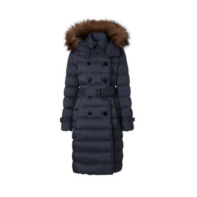 Burberry Detachable Hood Down-filled Coat In Navy