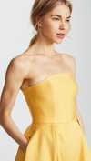 C/meo Collective Making Waves Strapless Dress In Yellow
