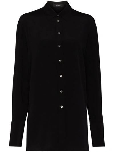 Joseph Brooks Long-sleeve Silk Shirt In Black