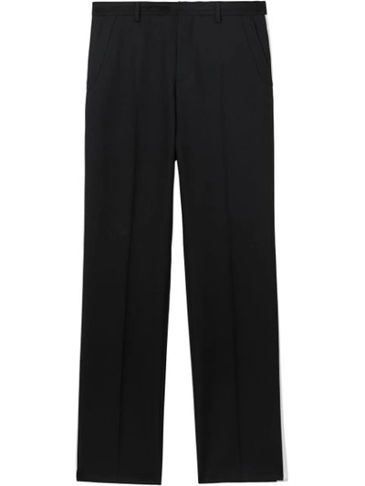 Burberry English Fit Pocket Detail Wool Tailored Trousers In Black