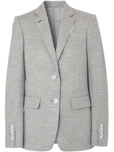 Burberry Technical Wool Jersey Blazer In Grey
