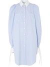 Burberry Pinstriped Tie-cuff Shirtdress In Pale Blue