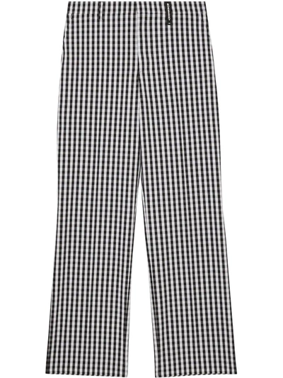 Burberry Gingham Technical Wool Wide-leg Tailored Trousers In Black Pattern