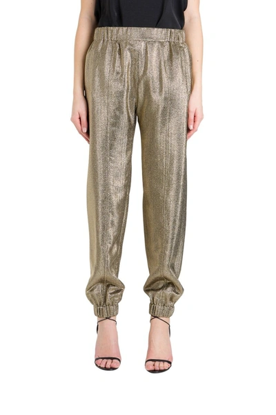 Saint Laurent Gold Silk-blend Trousers