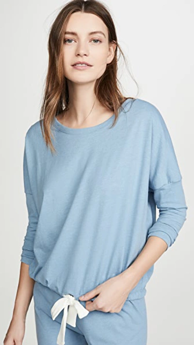 Eberjey Heather Knit Slouchy Tee In Blue Shadow