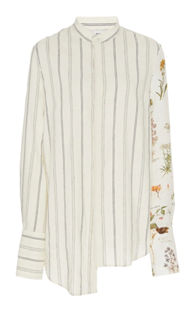 Monse Ivory Striped Linen-blend Shirt In Neutral