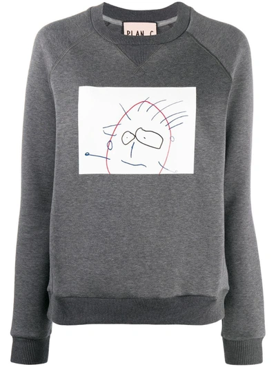 Plan C Grey Printed Cotton-blend Sweatshirt