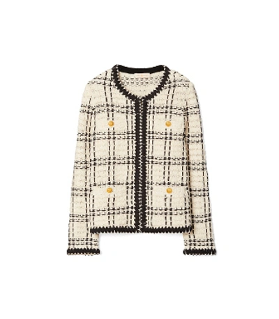Tory Burch Kendra Metallic-weave Tweed Cardigan In White ModeSens