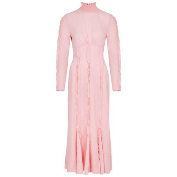 keepsake clarity crinkle ruffle midi dress