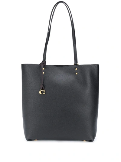 Coach Plaza Logo Tote Bag In Black