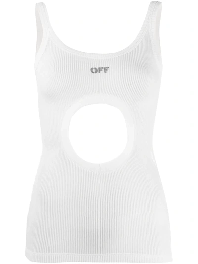 Off-white Frida Ribbed Cutout Tank Top In White And Black