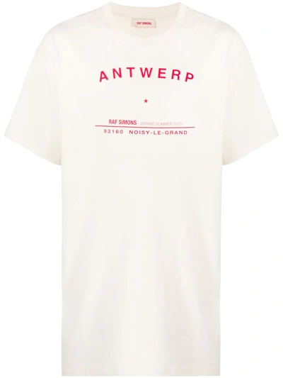 Raf Simons Antwerp Tour Graphic Cotton T-shirt In Ecru