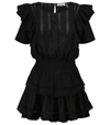 Loveshackfancy Natasha Ruffled Cotton Mini Dress In Black