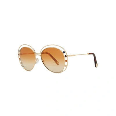 Chloé Delilah Gold-tone Oversized Sunglasses