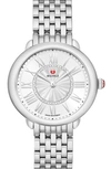 Michele Serein Mid Stainless Diamond Dial Watch, 36mm In White/silver