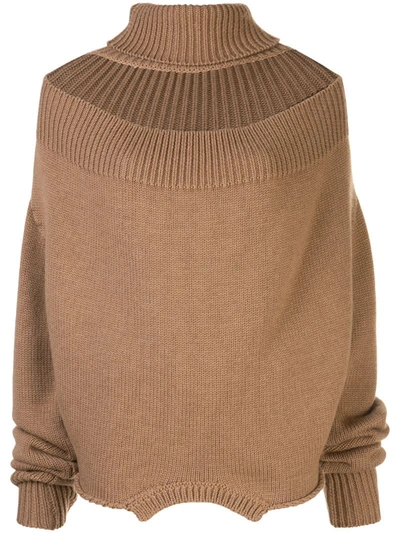 Monse Cutout Turtleneck Sweater In Brown