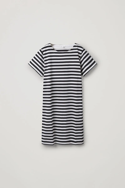 Cos Striped Cotton T-shirt Dress In Blue