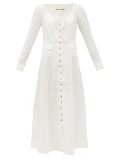 Mara Hoffman Silvana V-neck Hemp Midi Dress In White