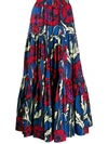 La Doublej Big Long Skirt A Line Flowers Fantasy W/flounce In Blue/red/white