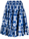 La Doublej Love Pineapple-print Cotton-poplin Skirt In Pineapple Blu